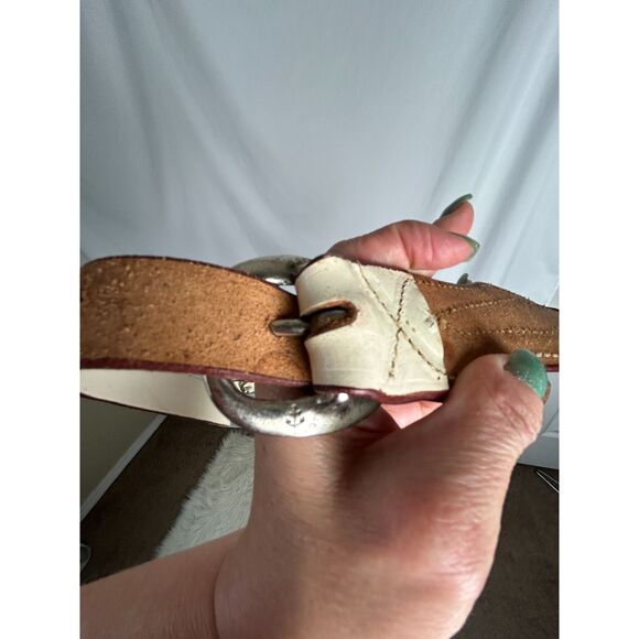 Vintage Scalloped Show Halter & Lead White/Green w White Stitching - Picture 5 of 6